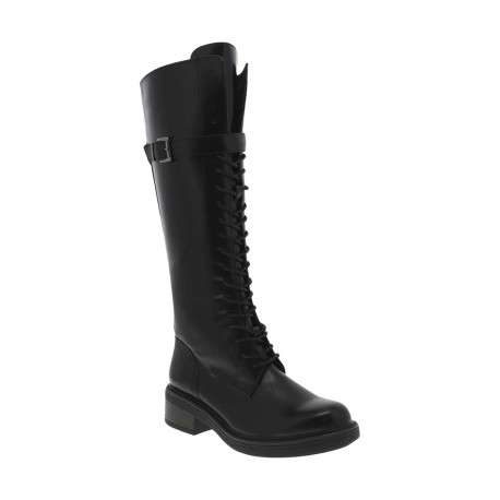 Bottes ROSSA en cuir noir à talon bloc bas et zip - Image 2