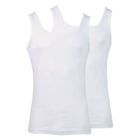 Lot de 2 débardeur blancs en coton unis coupe ajustée col carré