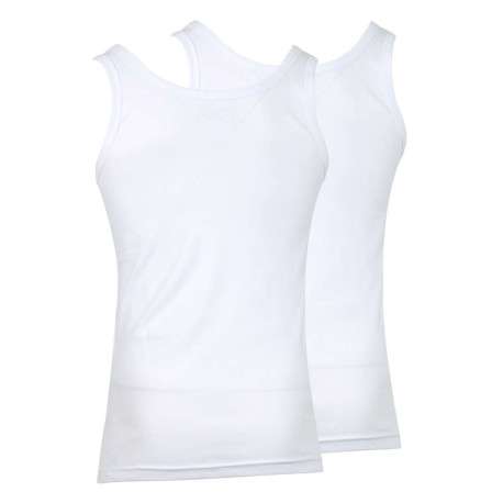 Lot de 2 débardeur blancs en coton unis coupe ajustée col carré - Image 2