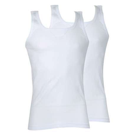 Lot de 2 débardeurs blancs en coton unis coupe ajustée col carré