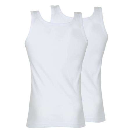 Lot de 2 débardeurs blancs en coton unis coupe ajustée col carré - Image 2