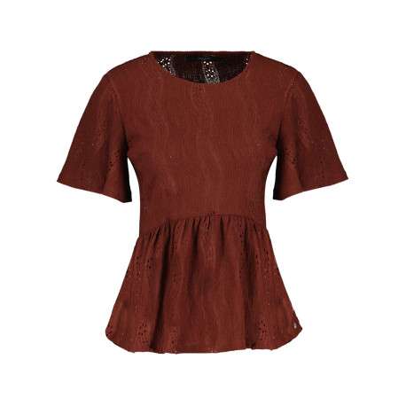 Chemise brique unie coupe cintrée avec un col rond