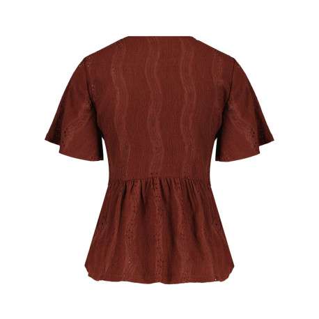 Chemise brique unie coupe cintrée avec un col rond - Image 3