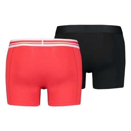 Lot de 2 boxers rouge et noir uni en coton avec tailles élastiquées et marque rouge - Image 2