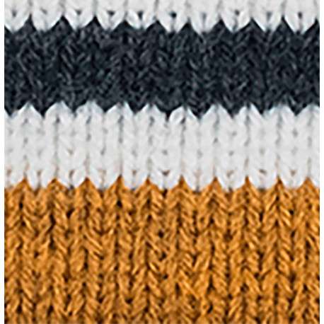 Bonnet anthracite à rayures avec pompons interchangeables - Image 2