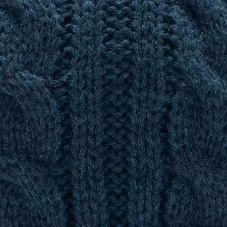 Bonnet marine à revers gris et jaune et à pompons interchangeables - Image 2