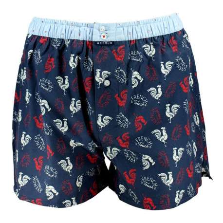 Caleçon marine en coton à imprimé all-over à boutons