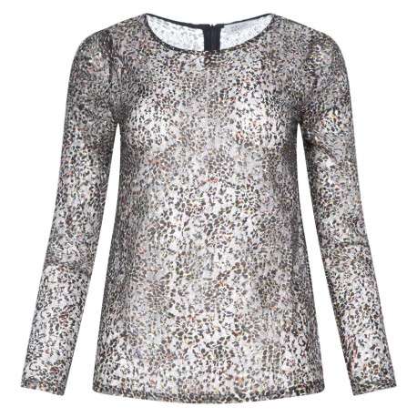 Blouse kaki pour femme fantaisie coupe droite et col rond