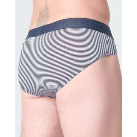 Slip Simon marine rayé avec ceinture élastiquée - Image 2