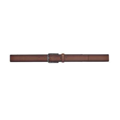 Ceinture en cuir marron avec une boucle métallique argentée rectangle - Image 2
