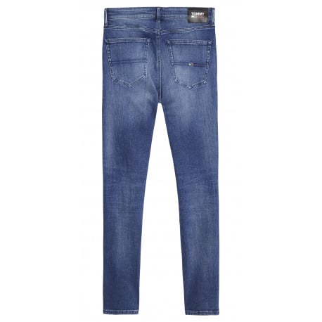 Jean bleu délavé à coupe droite et fermeture zippée boutonnée - Image 2