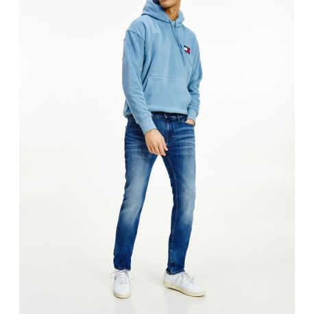 Jean bleu délavé à coupe droite et fermeture zippée boutonnée - Image 3