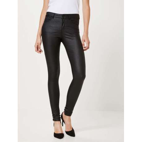Pantalon skinny noir en simili cuir avec passants pour ceinture - Image 2