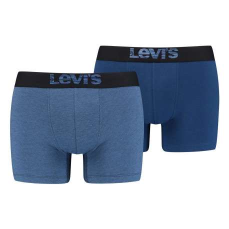 Boxers coton stretch homme bleu marine et bleu, lot de 2