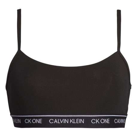 Brassière noire unie avec petite étiquette d'authentification rouge à l'arrière - Image 7
