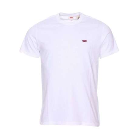 T-shirt blanc en coton uni avec une coupe droite et un col rond