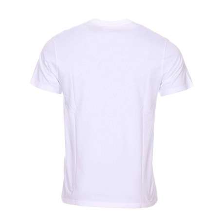 T-shirt blanc en coton uni avec une coupe droite et un col rond - Image 4