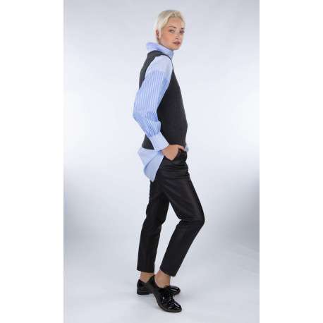 Pantalon en simili cuir noir uni avec une coupe droite - Image 27
