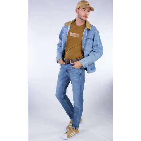 Ceinture en cuir marron uni avec une boucle en métal noir embossé ""Levi's"" - Image 2