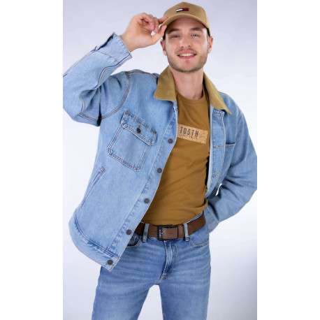 Ceinture en cuir marron uni avec une boucle en métal noir embossé ""Levi's"" - Image 3