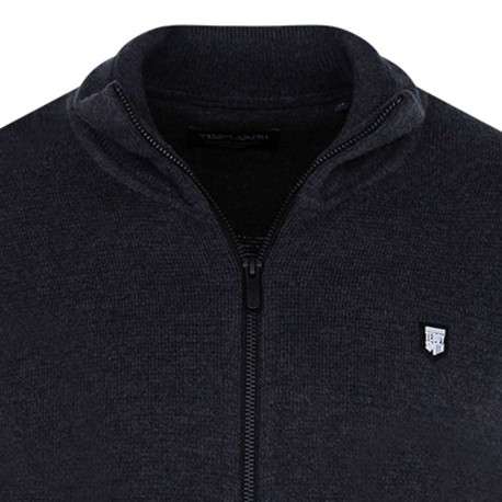 Gilet anthracite uni 100% coton coupe régular avec un col cheminée - Image 5