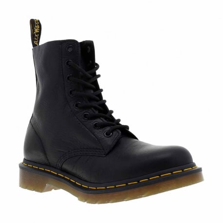 Boots en cuir noir à lacets ronds avec une languette d'aisance en tissu - Image 7