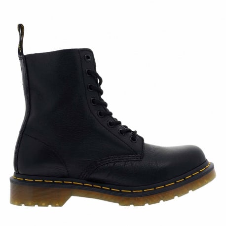 Boots en cuir noir à lacets ronds avec une languette d'aisance en tissu - Image 8