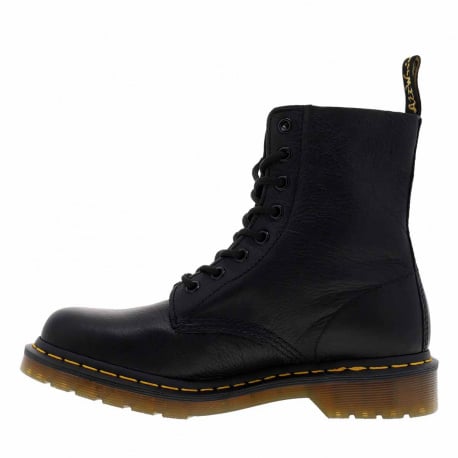 Boots en cuir noir à lacets ronds avec une languette d'aisance en tissu - Image 10