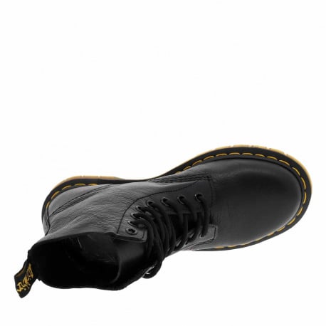 Boots en cuir noir à lacets ronds avec une languette d'aisance en tissu - Image 11
