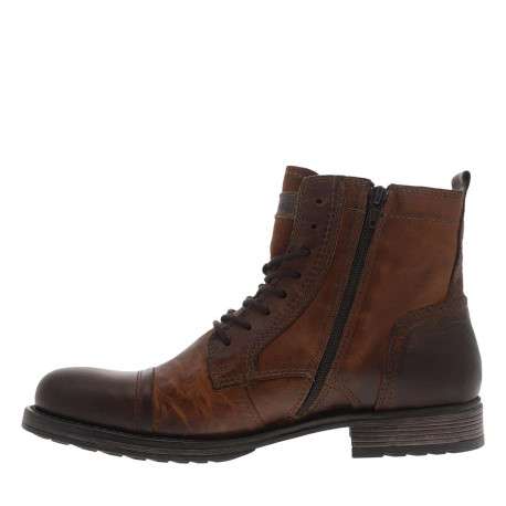 Boots en cuir marron avec une fermeture zippée lacets ronds et languette d'aisance - Image 10