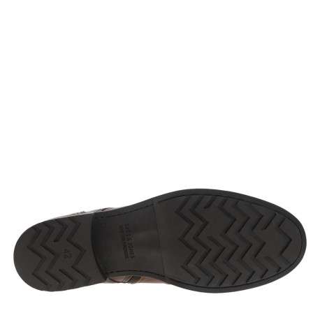 Boots en cuir marron avec une fermeture zippée lacets ronds et languette d'aisance - Image 12