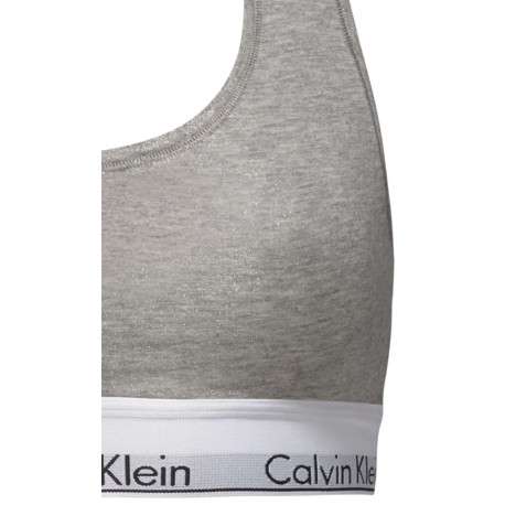 Brassière grise unie avec des surpiqûres ton sur ton et nom de la marque - Image 5