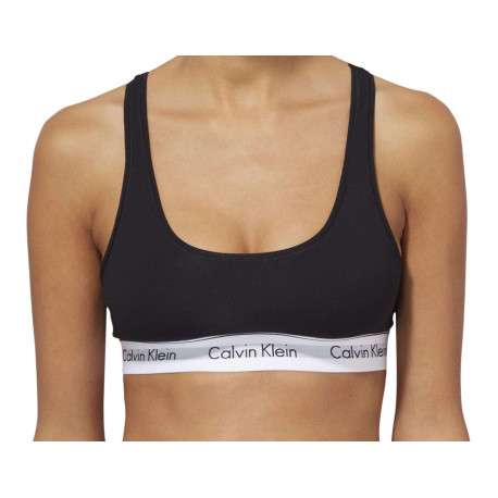 Brassière noire unie avec dos nageur et bande élastiquée sous la poitrine - Image 5