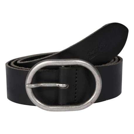 Ceinture noire en cuir avec boucle à ardillon ronde