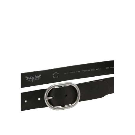 Ceinture noire en cuir avec boucle à ardillon ronde - Image 3