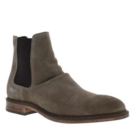Boots Chelsea grises en cuir nubuck à talon bas et tige souple à revers - Image 2