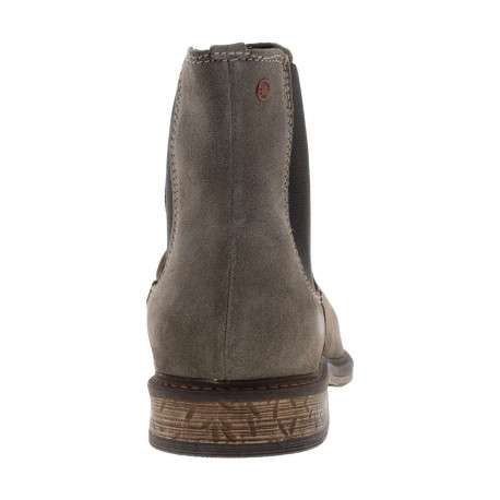 Boots Chelsea grises en cuir nubuck à talon bas et tige souple à revers - Image 3
