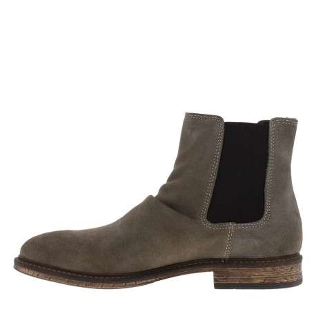 Boots Chelsea grises en cuir nubuck à talon bas et tige souple à revers - Image 4