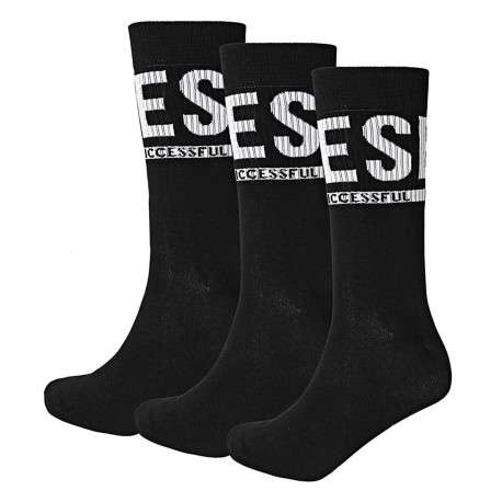 Lot de 3 paires de chaussettes noires en coton mélangé unies