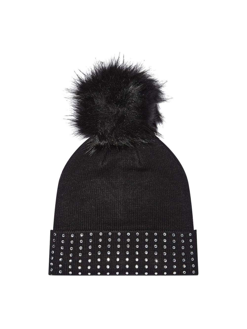 Bonnet Femme Slouch Avec Strass Et Clous - Design à Rayures - 100% Viscose - Taille Unique (Tour De Tête ~58 Cm)