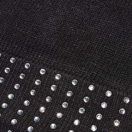 Bonnet noir à strass et à revers - Image 2