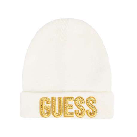 Bonnet blanc à logo en strass à revers