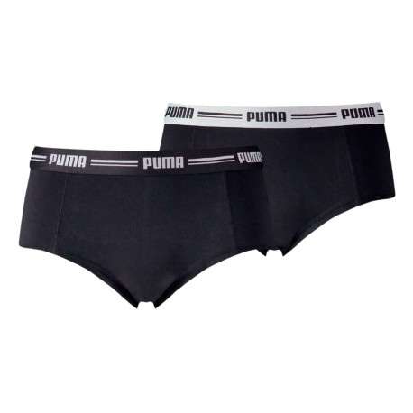 Lot de deux shorty noirs unis à bande élastiquée brodée à la taille