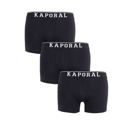 Lot de 3 Boxers noirs en coton unis avec ceinture élastiquée noire
