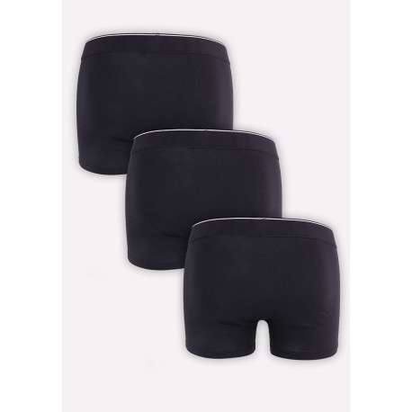 Lot de 3 Boxers noirs en coton unis avec ceinture élastiquée noire - Image 2