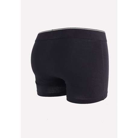 Lot de 3 Boxers noirs en coton unis avec ceinture élastiquée noire - Image 4