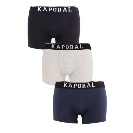 Lot de 3 Boxers multicolores en coton unis avec tailles élastiquées et marque