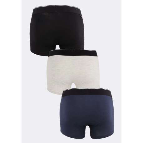 Lot de 3 Boxers multicolores en coton unis avec tailles élastiquées et marque - Image 2