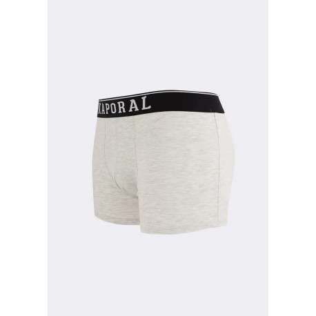 Lot de 3 Boxers multicolores en coton unis avec tailles élastiquées et marque - Image 3