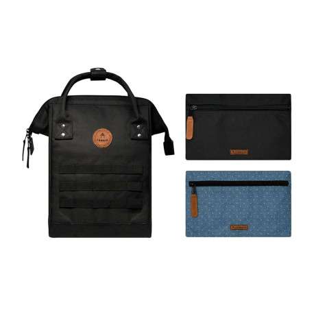 Sac à dos noir uni zippé avec pochettes interchangeables - Image 4